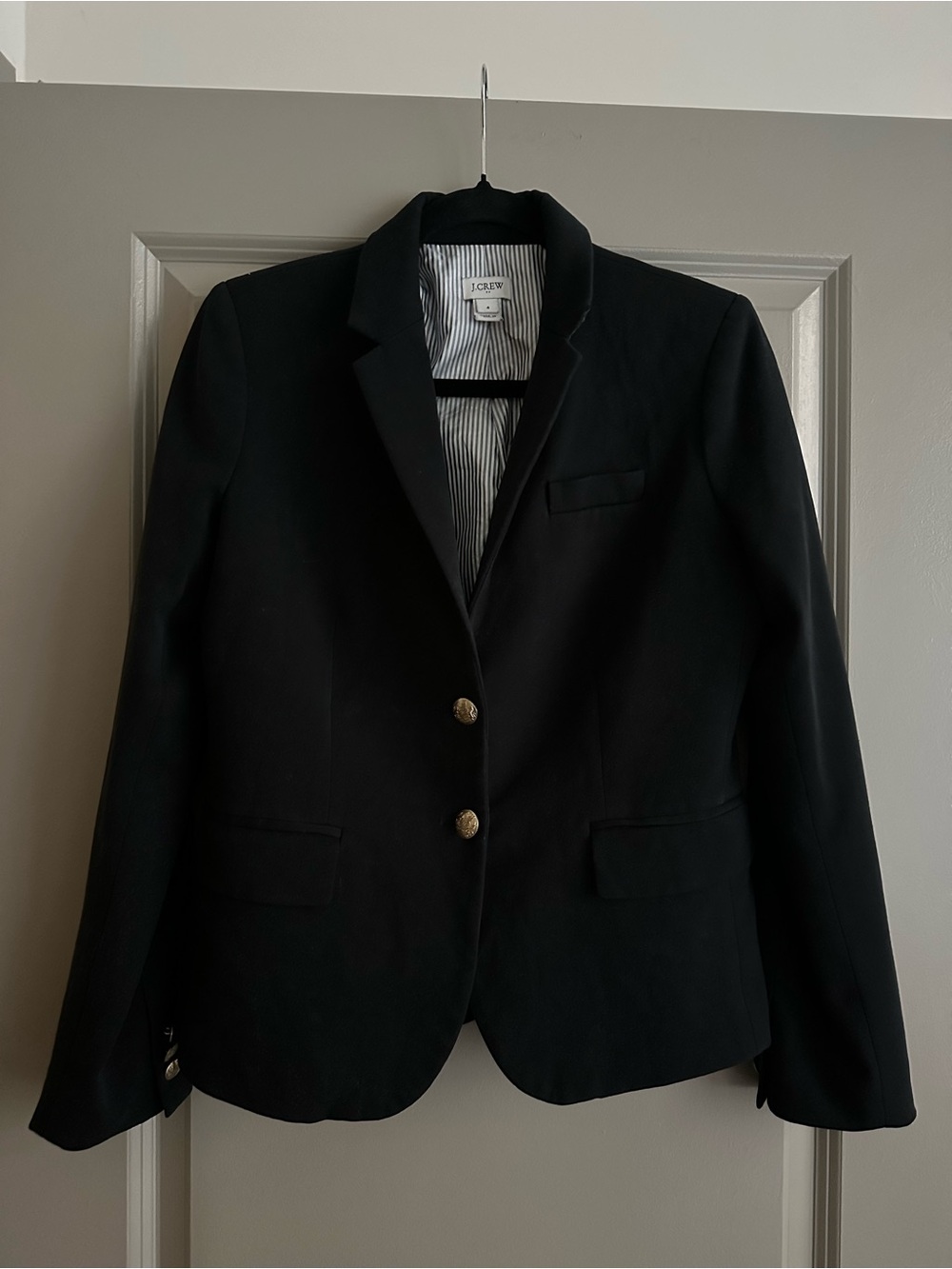 J. Crew Black Women's Two-Button Tailored Blazer with Gold Buttons